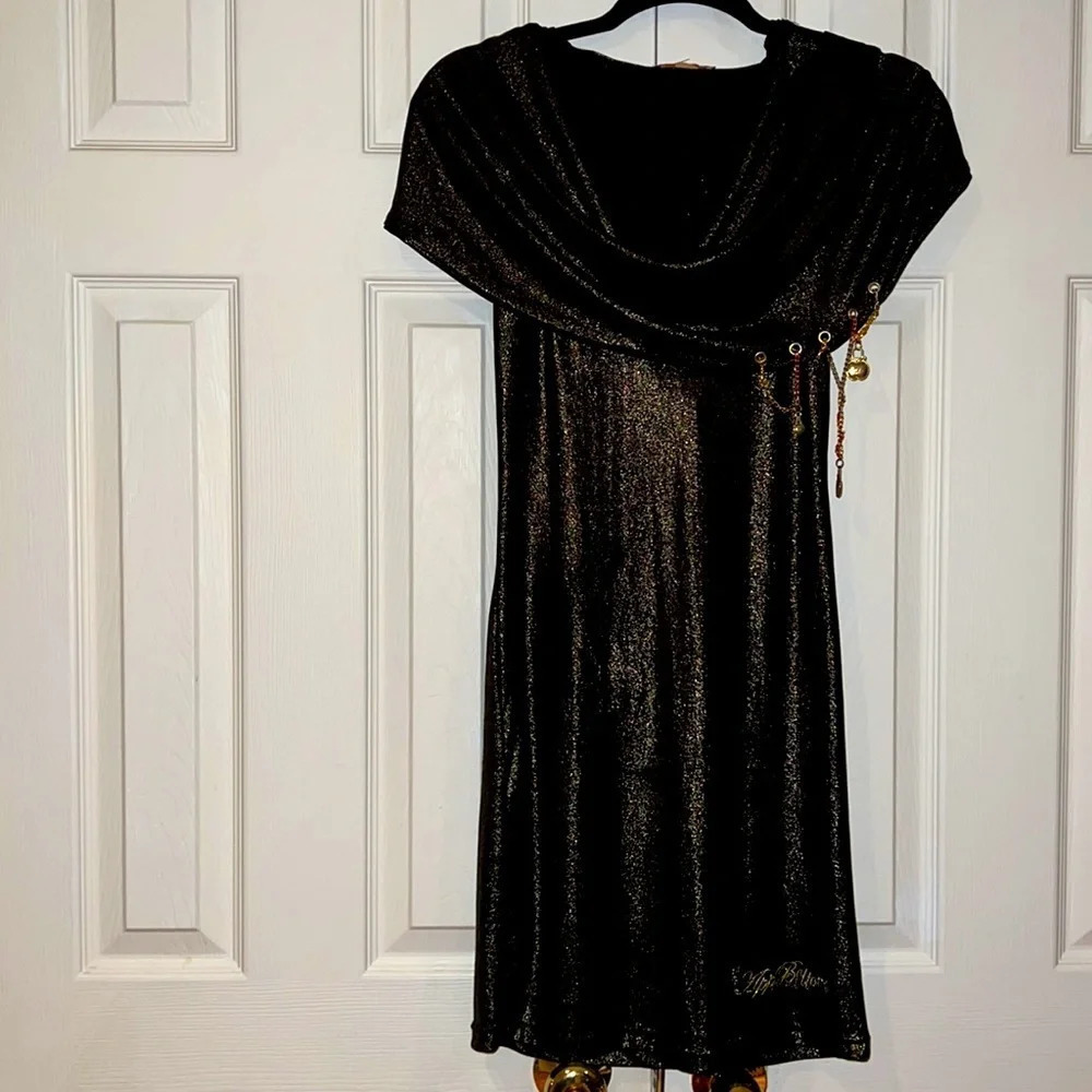 Apple bottoms vintage sequins shiny mini  dress with hoodie Sz M